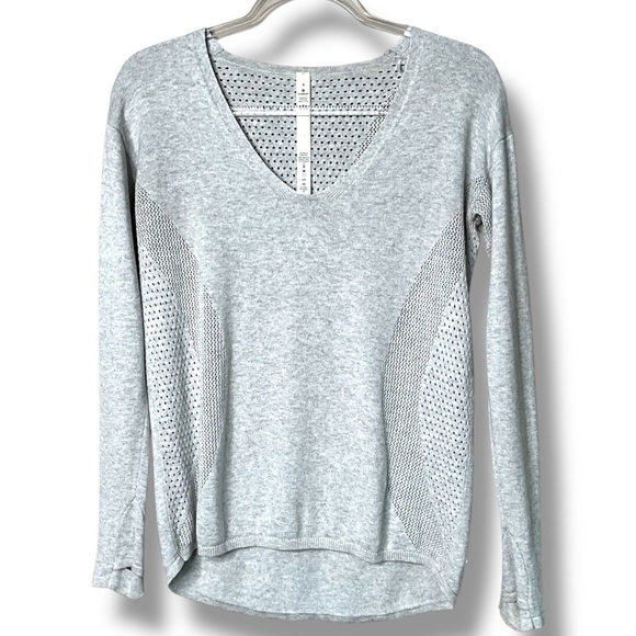 LULULEMON ATHLETICA Still Movement Long Sleeve Sweater Heathered Nimbus Grey 4 - Picture 3 of 10